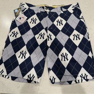 MENS NEW YORK YANKEES MLB LOUDMOUTH ARGYLE GOLF SHORTS SIZE 36